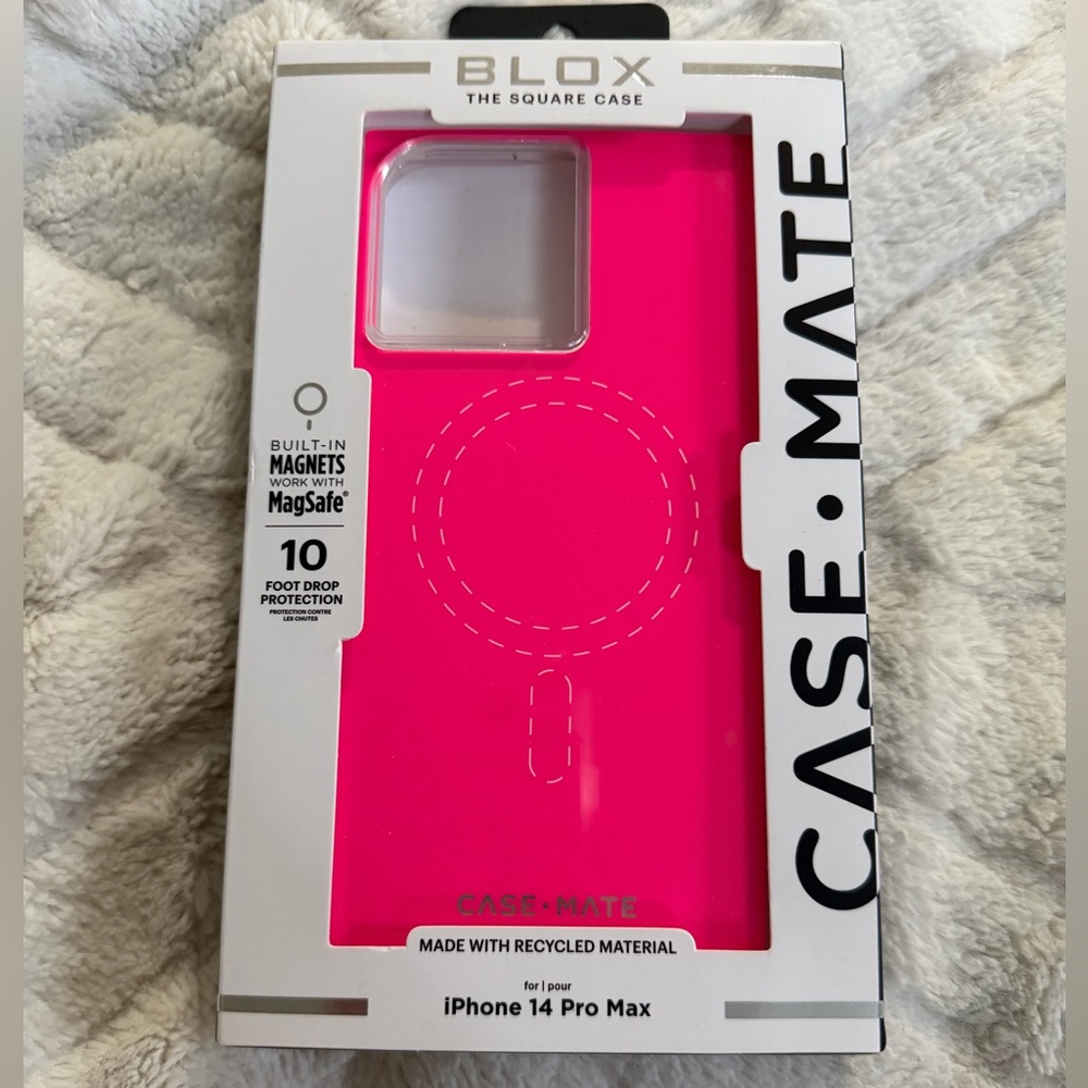 CaseMate BLOX iPhone 14 Pro Max Hot Pink Neon Watermelon Square MagSafe Case NWT